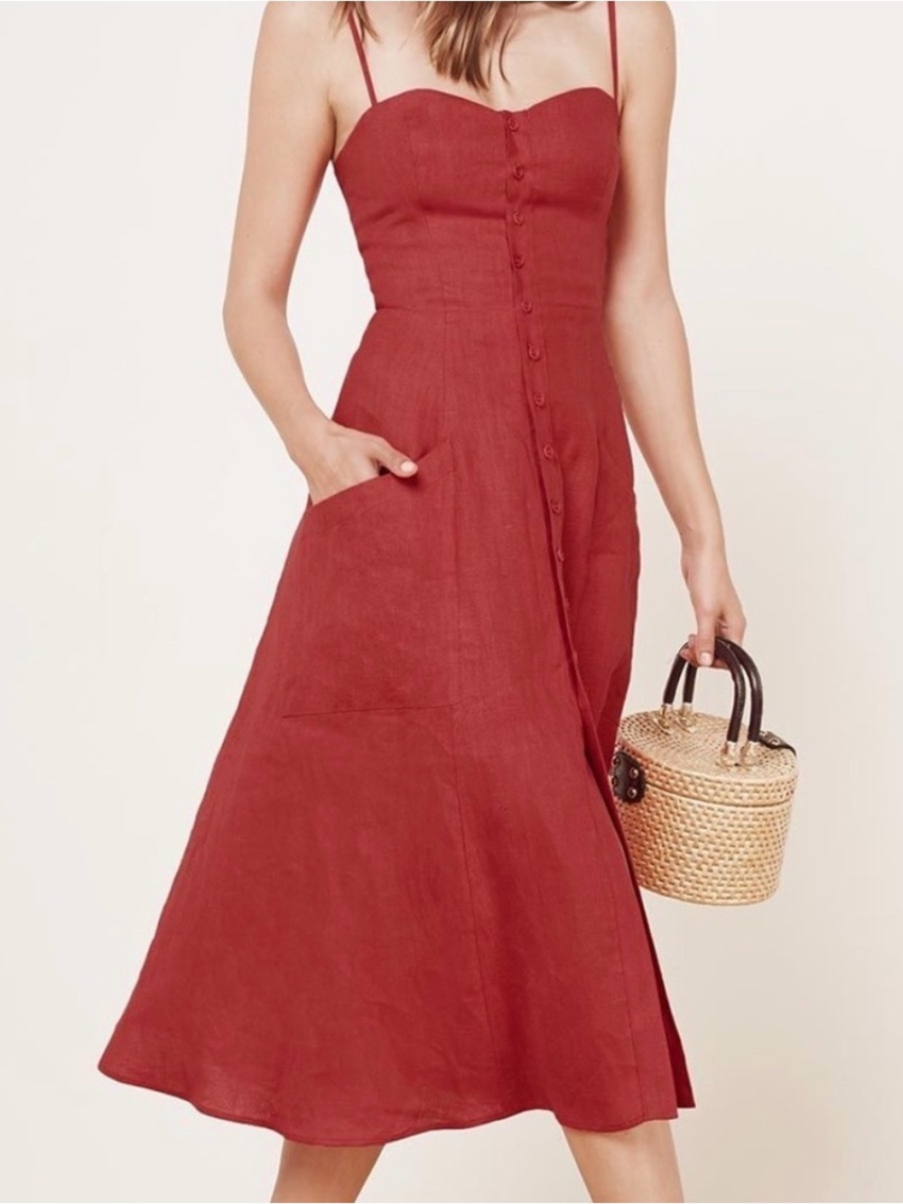 Reformation Canon Red Midi Dress